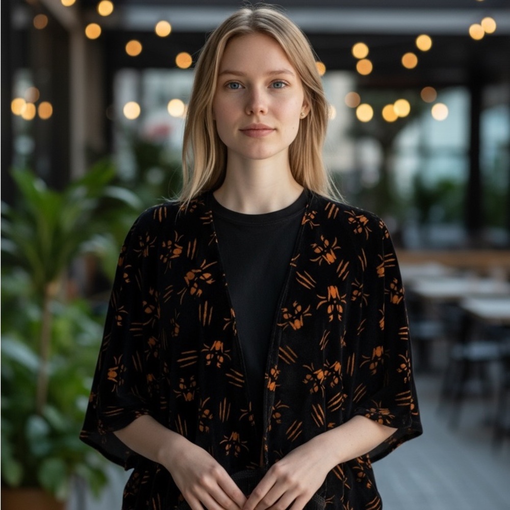 Floral Black and Orange Women's Vest